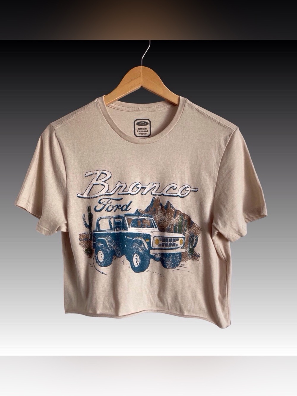 Ford Bronco Cropped Tee Vintage Style Off-Road Graphic T-Shirt Licensed Small